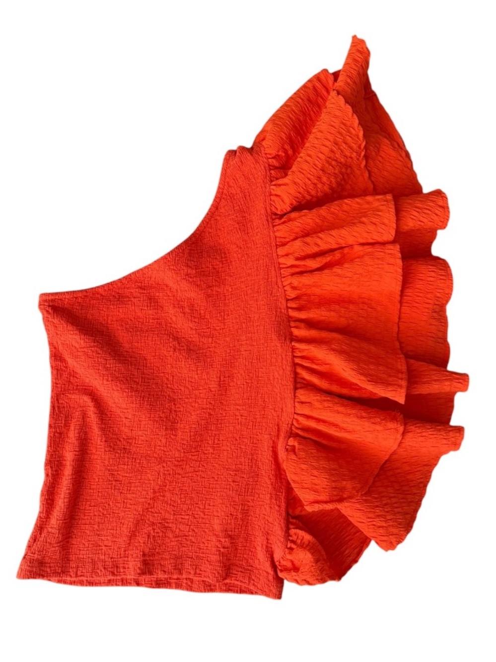 By Anthropologie Ruffled One-Shoulder Top Orange size XXS